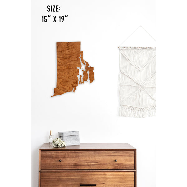 State Outline Wall Hanging (Available In All 50 States) Wall Hanging Shop LazerEdge RI - Rhode Island Cherry 