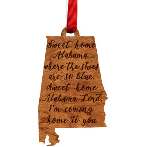 "Sweet Home Alabama" Alabama State Outline Ornament Ornament LazerEdge 