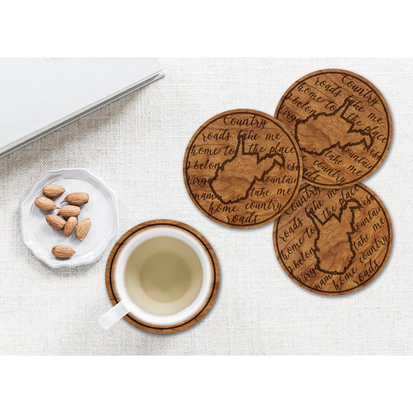 "Take Me Home Country Roads" - Coaster - West Virginia - Cherry Wood Coaster LazerEdge 