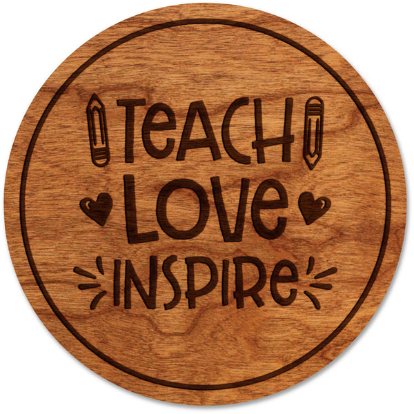Teacher Coasters Coaster LazerEdge Cherry Teach Love Inspire 