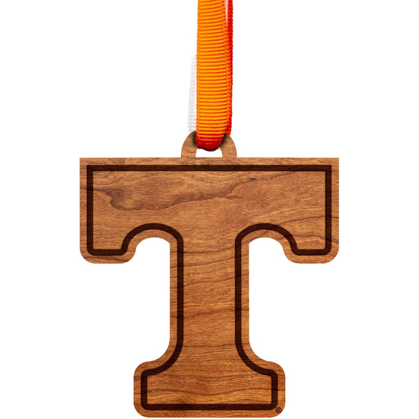 University of Tennessee Ornament – Crafted from Cherry or Maple Wood – The University of Tennessee Knoxville (UT) Ornament LazerEdge Cherry T Outline 