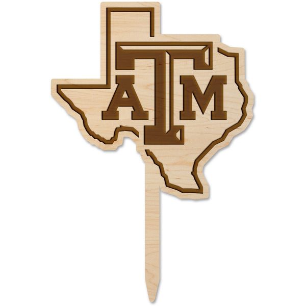Texas A&M Cake Toppers Cake Topper Shop LazerEdge Maple A&M Logo on Texas Shape 