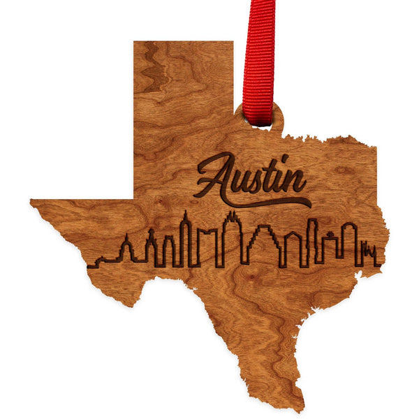 Texas Skyline Ornament (Various Cities Available) Ornament LazerEdge Austin Cherry 