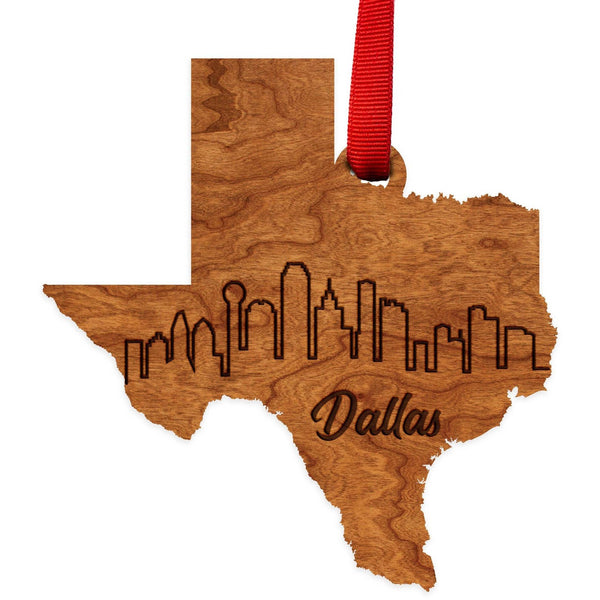 Texas Skyline Ornament (Various Cities Available) Ornament LazerEdge Dallas Cherry 