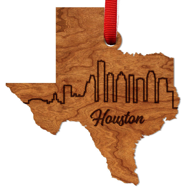 Texas Skyline Ornament (Various Cities Available) Ornament LazerEdge Houston Cherry 