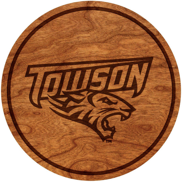 Towson University Tigers Coaster "Towson" With Tiger Coaster LazerEdge Cherry 