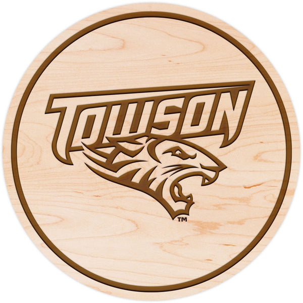 Towson University Tigers Coaster "Towson" With Tiger Coaster LazerEdge Maple 