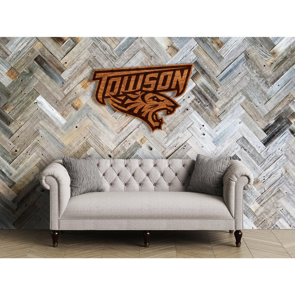 Towson - Wall Hanging - Logo - "Towson" Text with Tiger Wall Hanging LazerEdge 