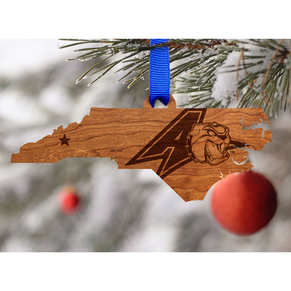 UNC Asheville Ornament - State Map with Athletic Logo Ornament LazerEdge 