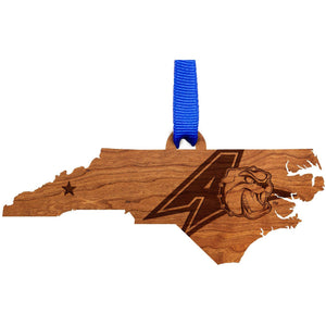 UNC Asheville Ornament - State Map with Athletic Logo Ornament LazerEdge 