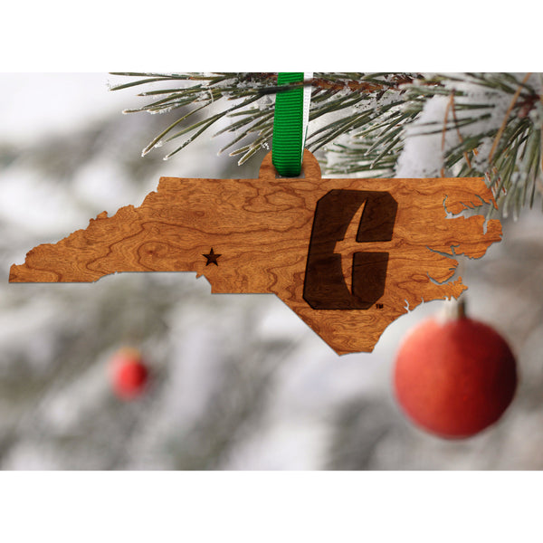 UNC Charlotte Logo Ornament - Crafted from Cherry and Maple Wood Ornament LazerEdge 