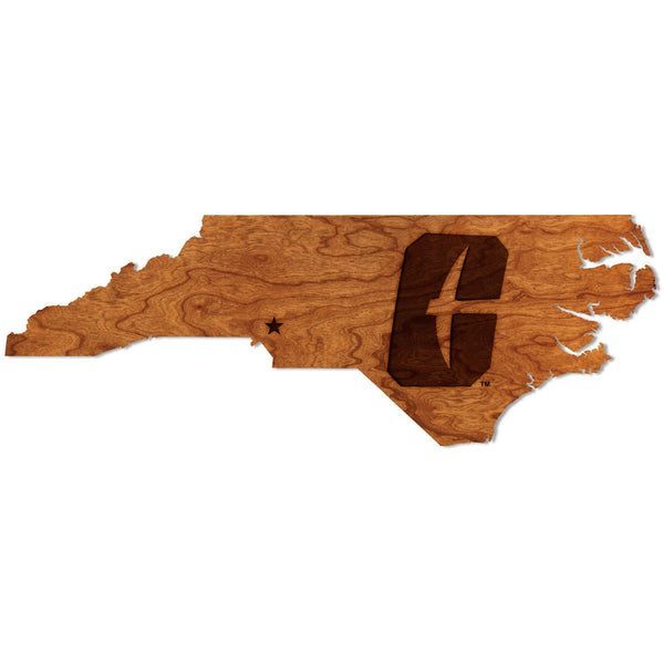 UNC Charlotte, Wall Hanging, Crafted from Cherry or Maple Wood Wall Hanging LazerEdge Logo on State Cherry Standard