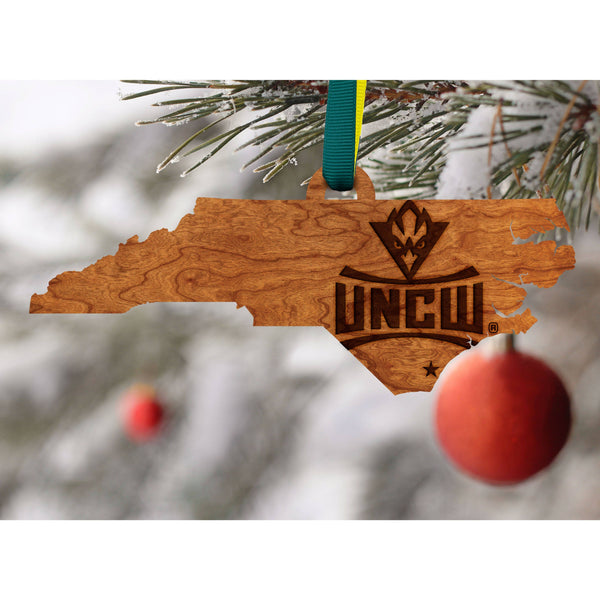 UNC Wilmington - Ornament - State Map with UNCW Logo Ornament LazerEdge 