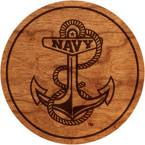 United States Naval Academy Coaster Anchor with "Navy" Coaster Shop LazerEdge Cherry 