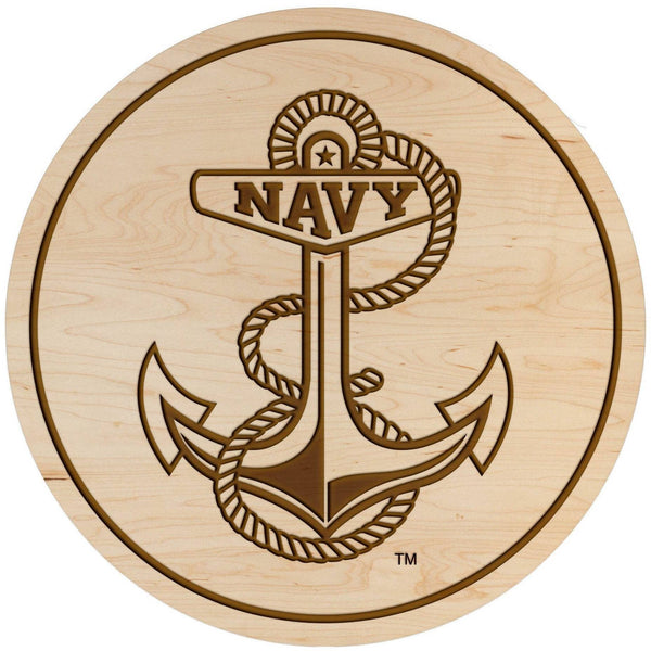 United States Naval Academy Coaster Anchor with "Navy" Coaster Shop LazerEdge Maple 