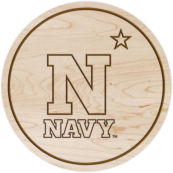 United States Naval Academy Logo Coaster Navy N with Star Coaster Shop LazerEdge Maple 