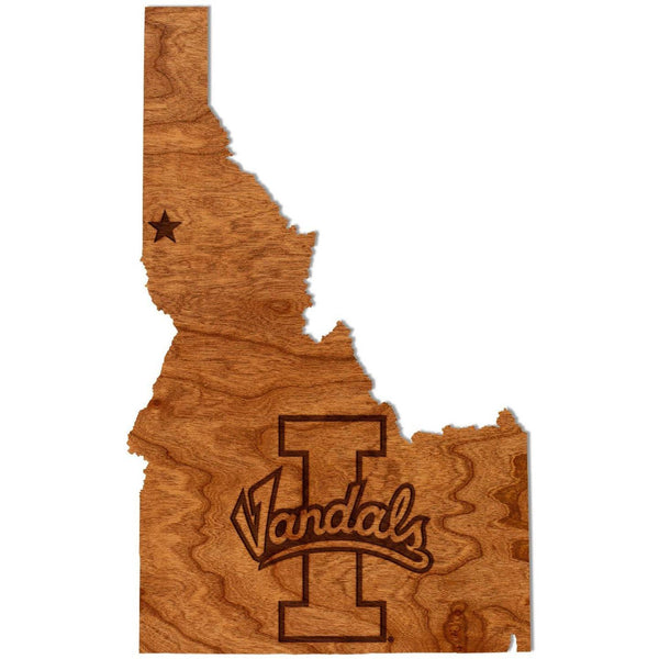 University of Idaho - Wall Hanging - Crafted from Cherry or Maple Wood Wall Hanging Shop LazerEdge Standard Cherry Vandals on State