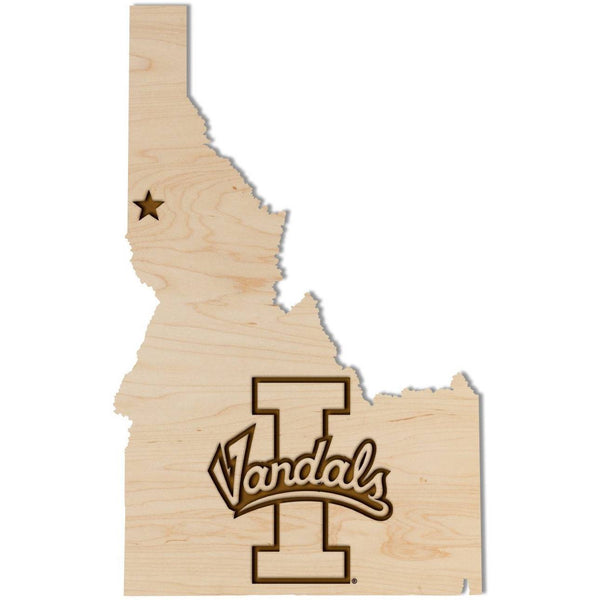 University of Idaho - Wall Hanging - Crafted from Cherry or Maple Wood Wall Hanging Shop LazerEdge Standard Maple Vandals on State