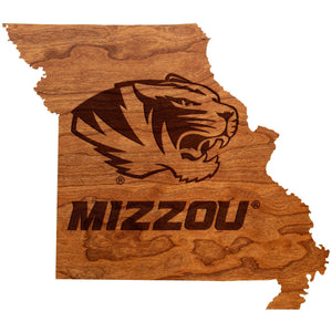 University of Missouri - Wall Hanging - Crafted from Cherry or Maple Wood Wall Hanging Shop LazerEdge Standard Cherry Tiger on State