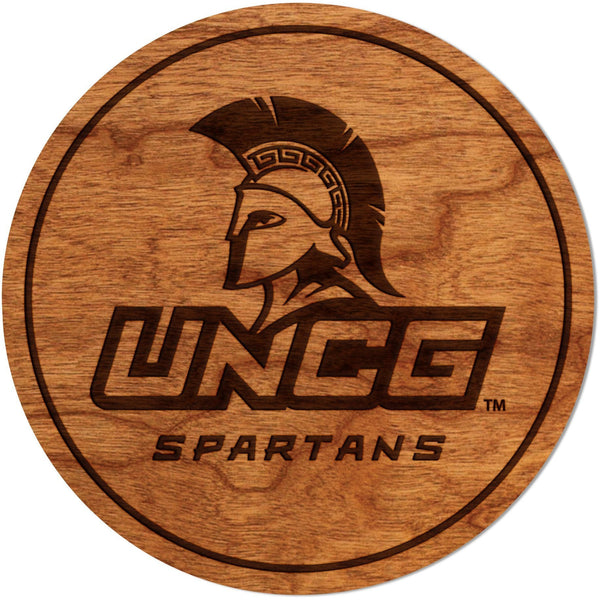 University of North Carolina Greensboro - Coaster - Crafted from Cherry or Maple Wood Coaster LazerEdge Cherry UNCG Spartans 