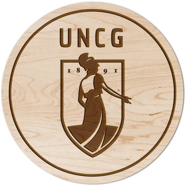 University of North Carolina Greensboro - Coaster - Crafted from Cherry or Maple Wood Coaster LazerEdge Maple UNCG Institution Mark 