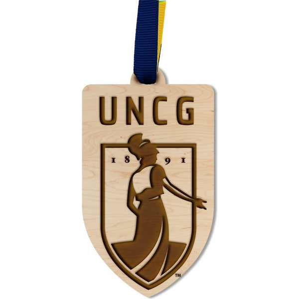 University of North Carolina Greensboro - Ornament - Crafted from Cherry or Maple Wood Ornament LazerEdge Maple UNCG Institution Mark 