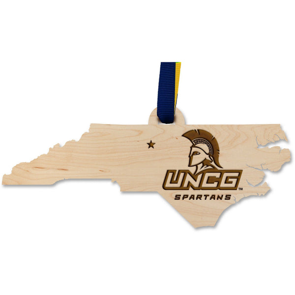 University of North Carolina Greensboro - Ornament - Crafted from Cherry or Maple Wood Ornament LazerEdge Maple UNCG Spartans 