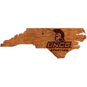 University of North Carolina Greensboro - Wall Hanging - Crafted from Cherry or Maple Wood Wall Hanging LazerEdge Standard Cherry UNCG Spartans on State