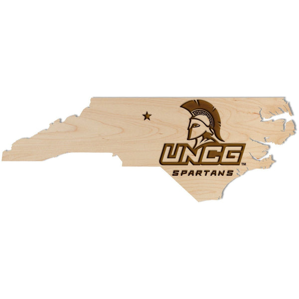University of North Carolina Greensboro - Wall Hanging - Crafted from Cherry or Maple Wood Wall Hanging LazerEdge Standard Maple UNCG Spartans on State