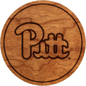 University of Pittsburgh Coaster Script "PITT" Coaster LazerEdge Cherry 