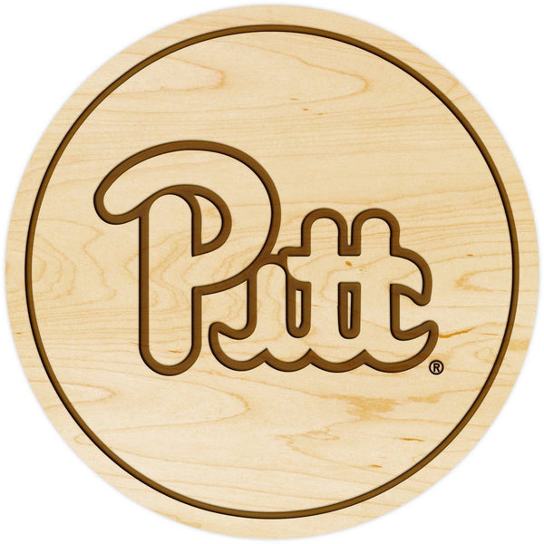 University of Pittsburgh Coaster Script "PITT" Coaster LazerEdge Maple 