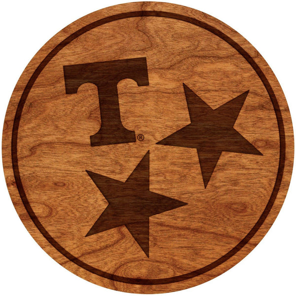 University of Tennessee Coaster – Crafted from Cherry or Maple Wood – The University of Tennessee Knoxville (UT) Coaster LazerEdge Cherry Tri Star T 
