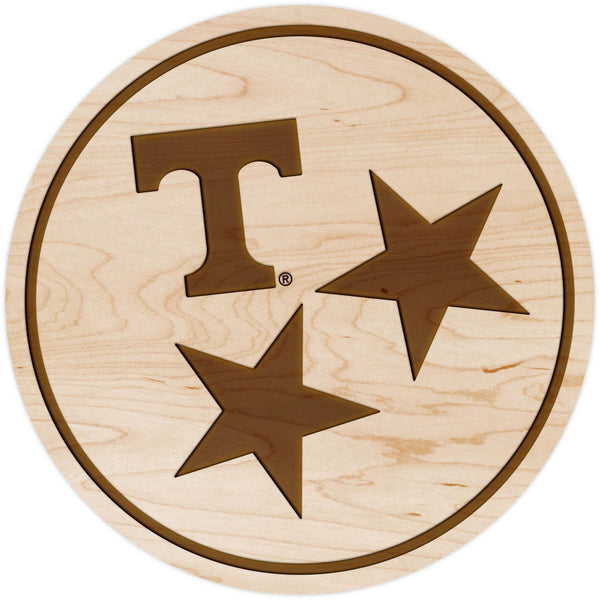 University of Tennessee Coaster – Crafted from Cherry or Maple Wood – The University of Tennessee Knoxville (UT) Coaster LazerEdge Maple Tri Star T 
