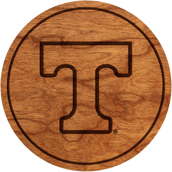 University of Tennessee Coaster – Crafted from Cherry or Maple Wood – The University of Tennessee Knoxville (UT) Coaster LazerEdge Cherry T Outline 