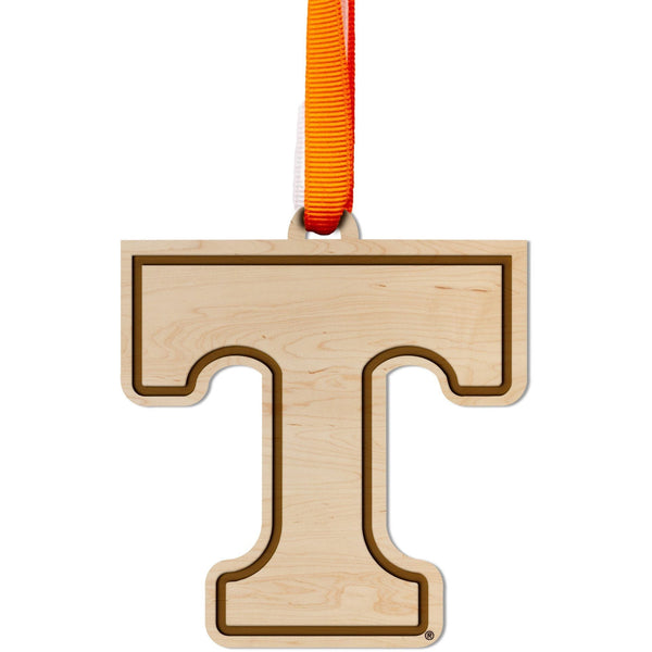 University of Tennessee Ornament – Crafted from Cherry or Maple Wood – The University of Tennessee Knoxville (UT) Ornament LazerEdge Maple T Outline 