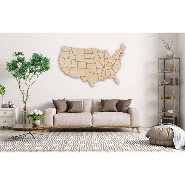 USA State Map Wall Hanging LazerEdge 