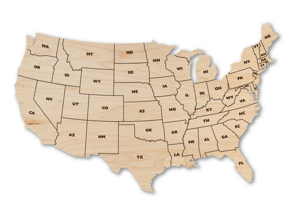 USA State Map with State Abbreviations Wall Hanging LazerEdge 