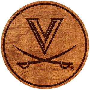 UVA Cavaliers Coaster - Crafted from Cherry and Maple Wood Coaster LazerEdge Cherry 