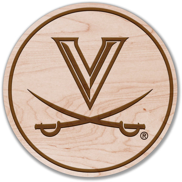 UVA Cavaliers Coaster - Crafted from Cherry and Maple Wood Coaster LazerEdge Maple 
