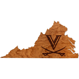 UVA - Wall Hanging - Crafted from Cherry and Maple Wood Wall Hanging LazerEdge Standard Logo on State Cherry