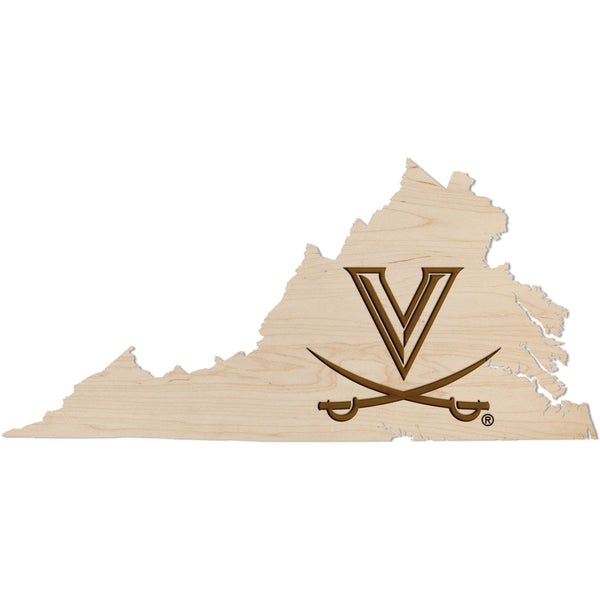 UVA - Wall Hanging - Crafted from Cherry and Maple Wood Wall Hanging LazerEdge Standard Logo on State Maple