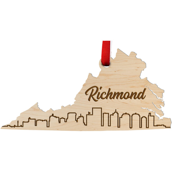 Virginia Skyline Ornament (Various Cities Available) Ornament LazerEdge Richmond Maple 