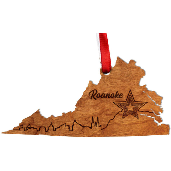 Virginia Skyline Ornament (Various Cities Available) Ornament LazerEdge Roanoke Cherry 