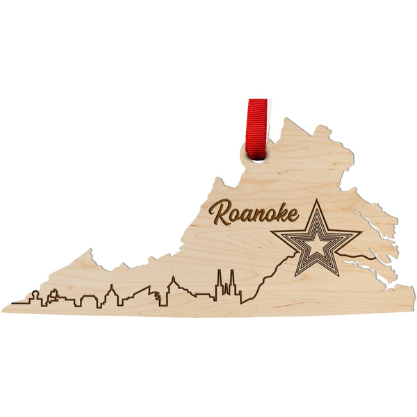 Virginia Skyline Ornament (Various Cities Available) Ornament LazerEdge Roanoke Maple 