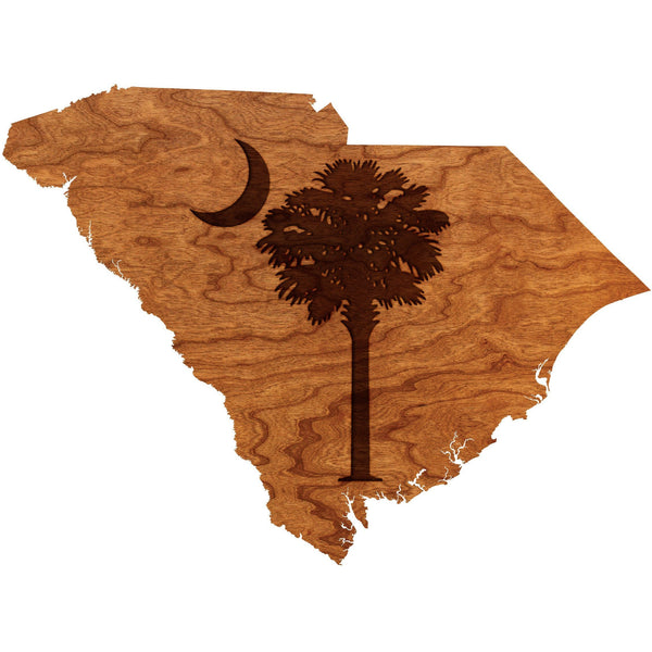 Wall Hanging - State Map - SC Map with Palmetto Moon Tree and Moon Logo Wall Hanging LazerEdge 