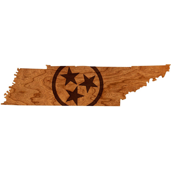 Wall Hanging - State Map - TN Map with Tri Star Logo - Standard Size Wall Hanging LazerEdge 