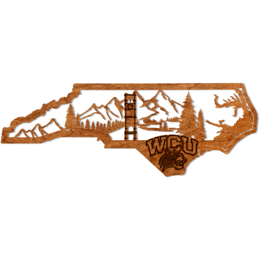 (POS Price) Western Carolina University (WCU) Skyline - Wall Hanging - Crafted from Cherry or Maple Wood