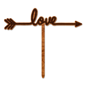 Wedding Cake Topper - "Love" with Arrow Cake Topper Shop LazerEdge Cherry 