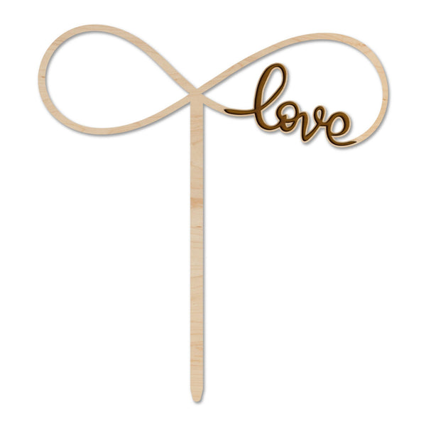 Wedding Cake Topper - "Love" with Eternity Symbol Cake Topper Shop LazerEdge Maple 