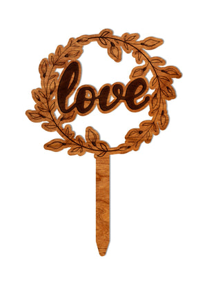 Wedding Cake Topper - Wreath with the word "Love" Cake Topper Shop LazerEdge Cherry 